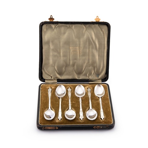 492 - A CASED SET OF SIX ELECTROPLATE TEASPOONS