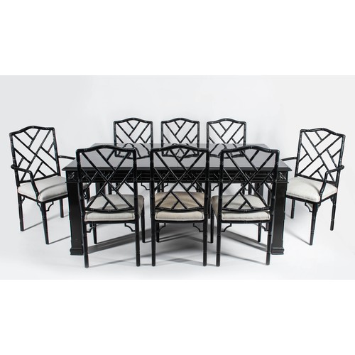 110 - A SET OF TWELVE CHINESE BLACK LACQUERED DINING CHAIRS, MODERN