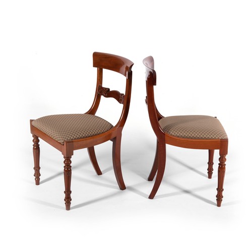 147 - A PAIR OF MAHOGANY REGENCY STYLE CHAIRS, MANUFACTURED BY PIERRE CRONJE