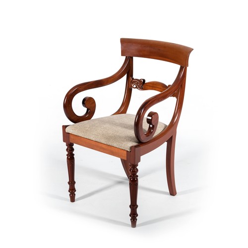 149 - A REGENCY-STYLE MAHOGANY ARM CHAIR, MANUFACTURED BY PIERRE CRONJE