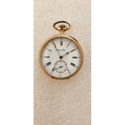 731 - AN 14CT GOLD HUNTER CASED POCKET WATCH, ANTOINE FRÈRES