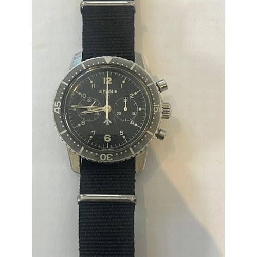 744 - A GENTLEMAN'S LEMANIA MILITARY PILOTS CHRONOGRAPH WRISTWATCH