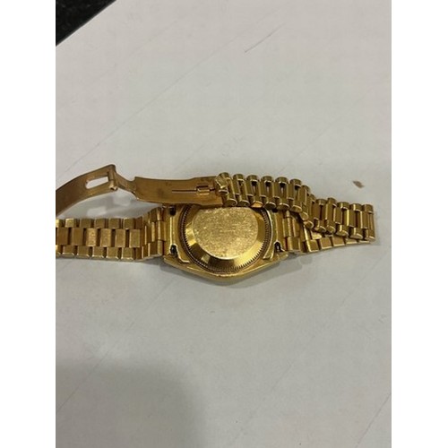 734 - A LADIES 18CT GOLD WRISTWATCH, ROLEX OYSTER PERPETUAL DATEJUST