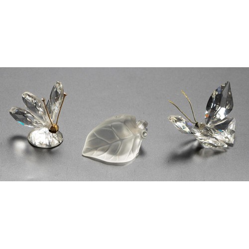 426 - TWO SWAROVSKI BUTTERFLIES AND A LEAF