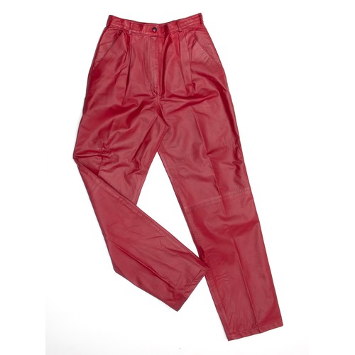 872 - A PAIR OF OX BLOOD LEATHER PANTS