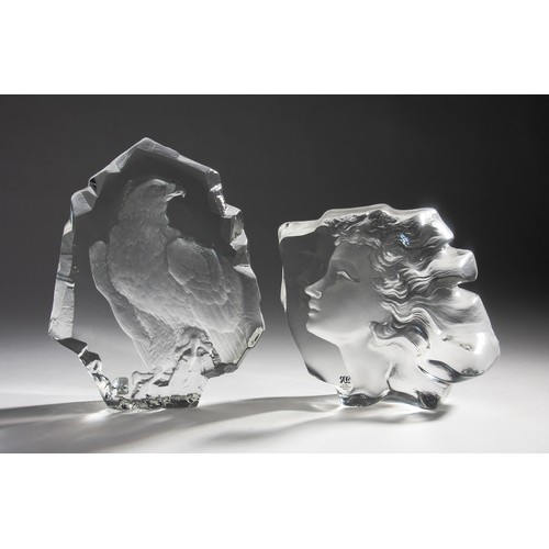 220 - TWO ART GLASS PAPERWEIGHTS BY MATS JONASSON