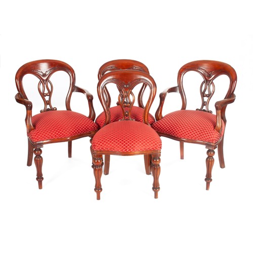 422 - A SET OF TEN VICTORIAN-STYLE MAHOGANY DINING CHAIRS