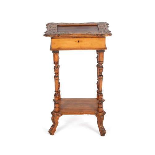 445 - A LATE VICTORIAN-STYLE FRUITWOOD TWO-TIER OCCASIONAL TABLE