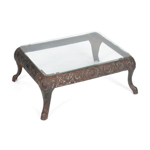 447 - A CHINESE-STYLE BLACK METAL COFFEE TABLE