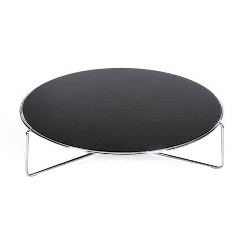 453 - A STAINLESS STEEL AND BLACK GLASS COFFEE TABLE