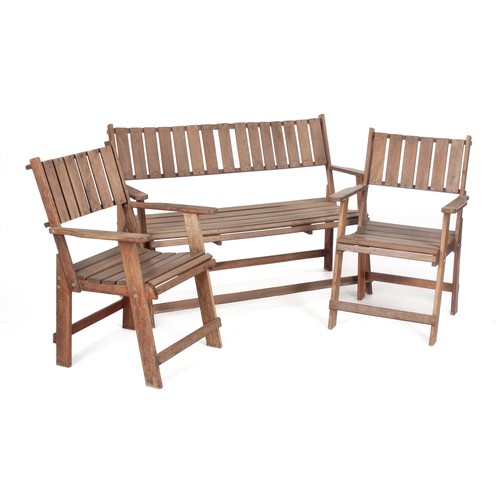 485 - A SUITE OF FRUITWOOD GARDEN FURNITURE