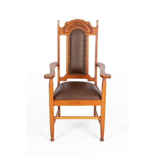 486 - AN OAK ARMCHAIR, LATE 19TH CENTURY