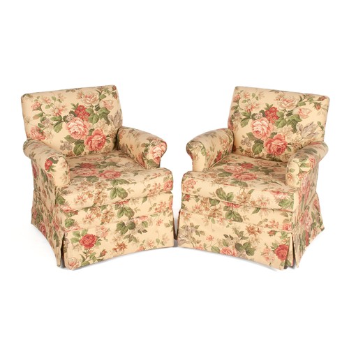 490 - A PAIR OF CHINTZ UPHOLSTERED ARMCHAIRS