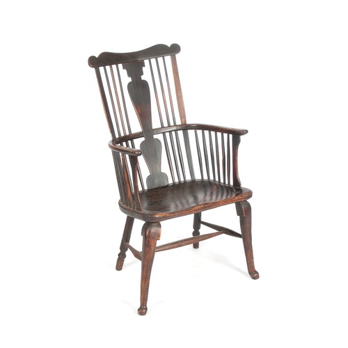 495 - AN ELM WINDSOR ARMCHAIR