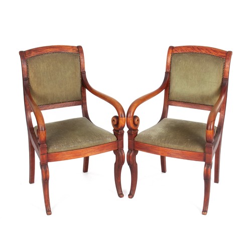 498 - A PAIR OF REGENCY-STYLE FRUITWOOD ARMCHAIRS