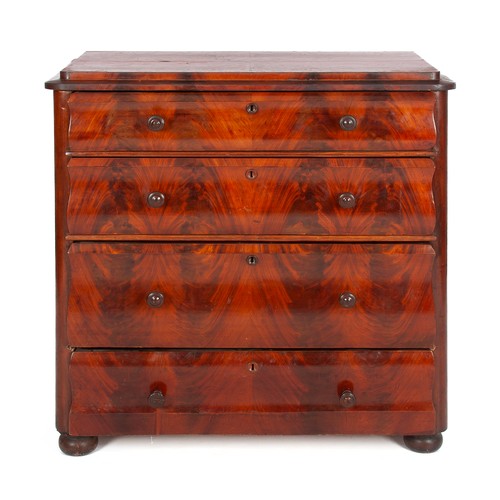 522 - A VICTORIAN FLAME MAHOGANY CHEST-OF-DRAWERS