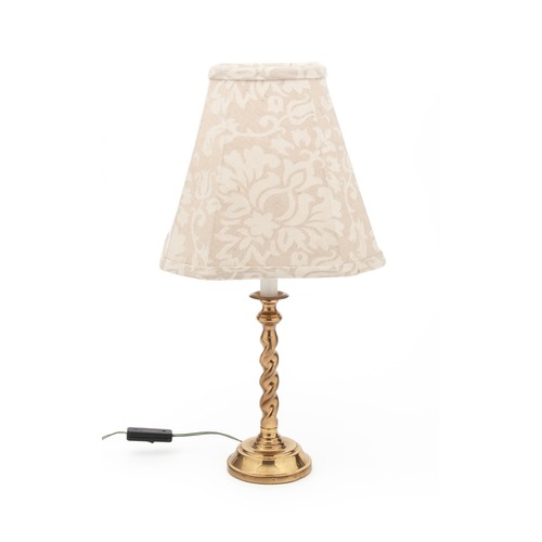 245 - A BRASS BASE TABLE LAMP WITH SHADE