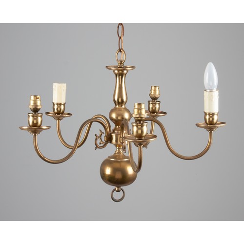 251 - A FIVE LIGHT BRASS CHANDELIER