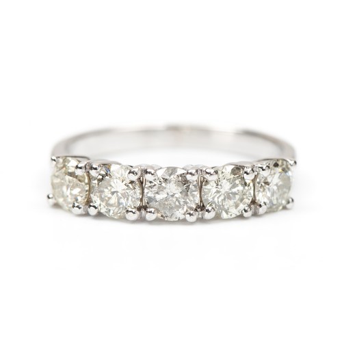 981 - A NATURAL DIAMOND HALF ETERNITY RING, 1.50 CARATS