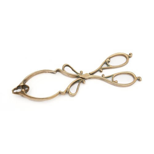 113 - A PAIR OF BRASS TONGS