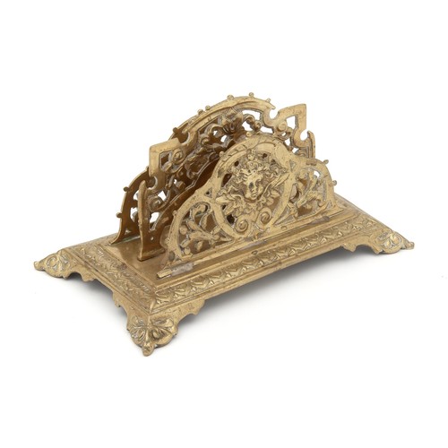 111 - A VICTORIAN BRASS LETTER RACK