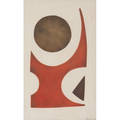 595 - Hannes Harrs (South African 1927 - 2006) ABSTRACT (BROWN AND RED)