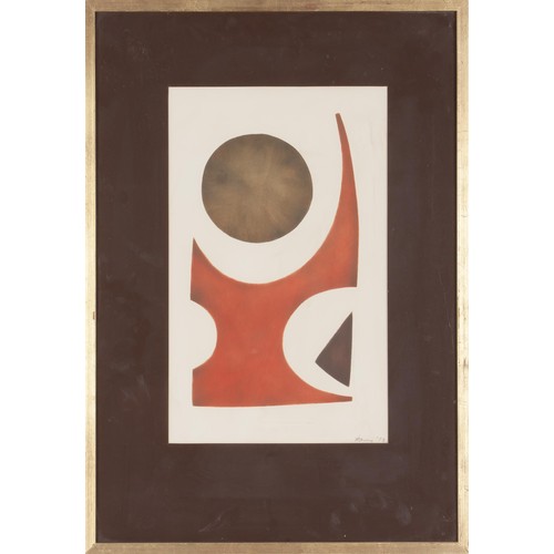 595 - Hannes Harrs (South African 1927 - 2006) ABSTRACT (BROWN AND RED)