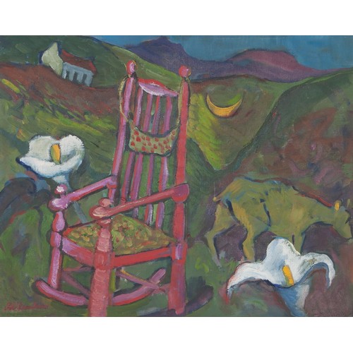  Maggie (Maria Magdalena) Laubser (South African 1886 - 1973) PINK CHAIR WITH LILLIES