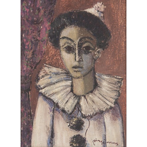 297 - Jan (Johannes Wilhelmus) Dingemans (South African 1921 - 2001) PORTRAIT OF PIERROT FIGURE