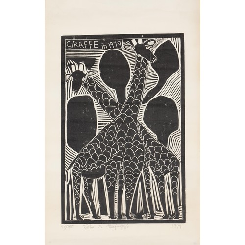 387 - John Ndevasia Muafangejo (Namibian 1943 - 1987) GIRAFFE IN 1979