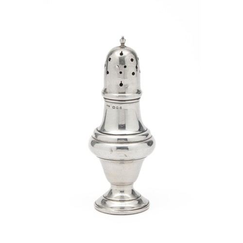 734 - A GEORGE V SILVER SUGAR CASTER, HENRY CLIFFORD DAVIS, BIRMINGHAM, 1911