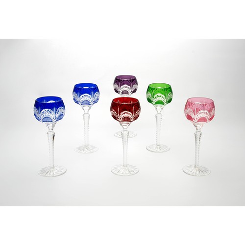 232 - A SET OF SIX CRYSTAL HOCK GLASSES, SPILHAUS