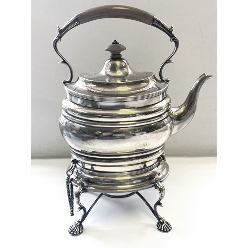 744 - A VICTORIAN SILVER KETTLE-ON-STAND