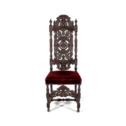 423 - AN OAK JACOBEAN-STYLE CHAIR