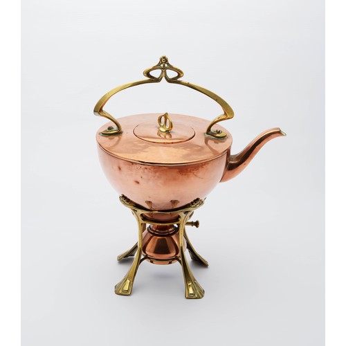 85 - A COPPER KETTLE-ON-STAND, EARLY 20TH CENTURY