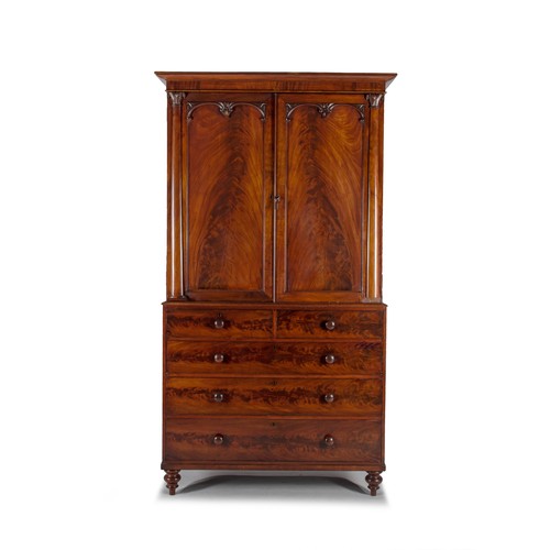 439 - A VICTORIAN MAHOGANY LINEN PRESS