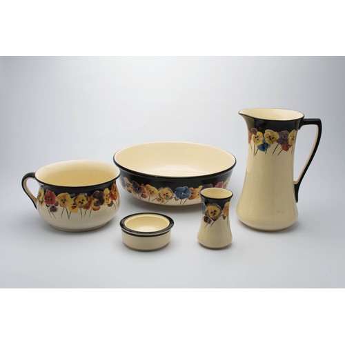 378 - A ROYAL DOULTON 'PANSY' PATTERN BATHROOM SET