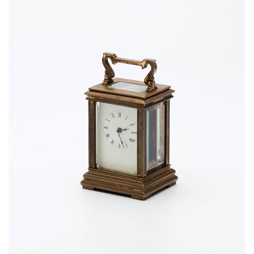 60 - A MINIATURE BRASS CARRIAGE CLOCK