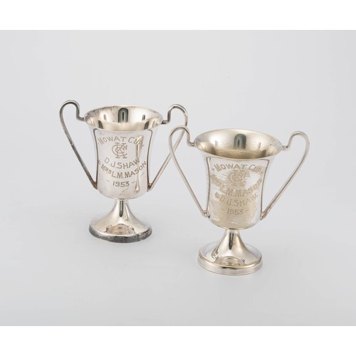 777 - A PAIR OF ELECTROPLATE MINIATURE TROPHY CUPS