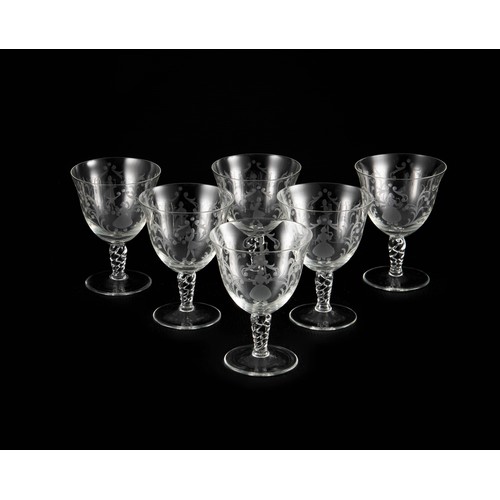 230 - A SET OF SIX MURANO STYLE WHITE WINE GLASSES