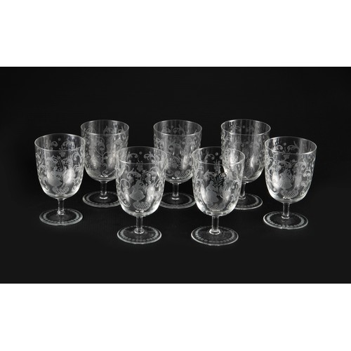 231 - A SET OF SEVEN MURANO STYLE WINE GLASSES