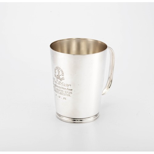 768 - AN ELECTROPLATE MUG, YEOMAN