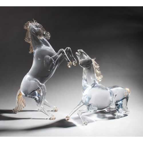 491 - TWO MURANO ART GLASS HORSE SCULPTURES