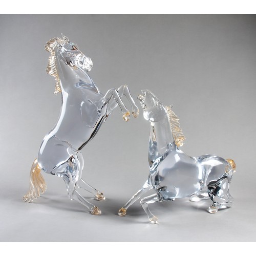 491 - TWO MURANO ART GLASS HORSE SCULPTURES