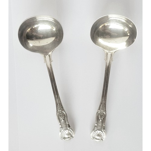 5003 - A PAIR OF VICTORIAN KINGS PATTERN SILVER LADLES,LEWIS SAMUEL, LONDON 1838