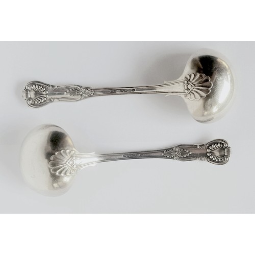 5003 - A PAIR OF VICTORIAN KINGS PATTERN SILVER LADLES,LEWIS SAMUEL, LONDON 1838