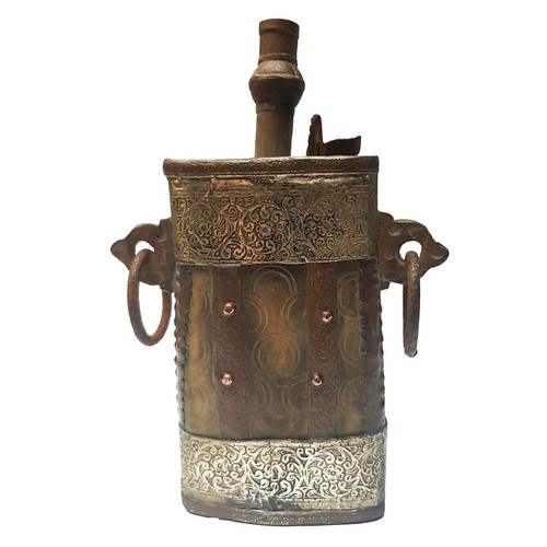 9002 - AN ANTIQUE POWDER FLASK