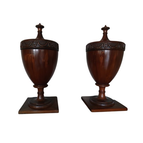 7004 - A PAIR OF GEORGIAN CUTLERY URN, MAHOGANY, 19TH CENTURY