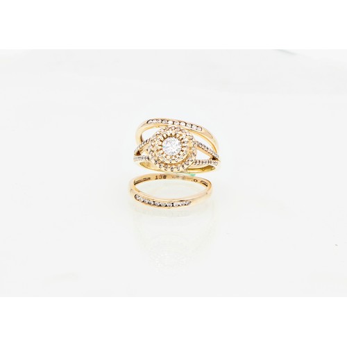 11016 - A NATURAL DIAMOND HALO RING SET