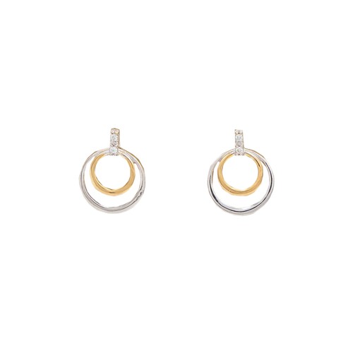 11017 - A PAIR OF TWO-TONE NATURAL DIAMOND STUD EARRINGS